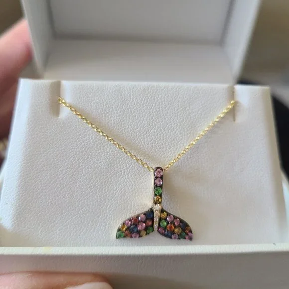 Effy Whale 14k sapphire and diamond pendant